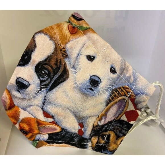 Handmade Puppies Reusable Cotton Face Mask Dog Adjustable - Picture 1 of 4